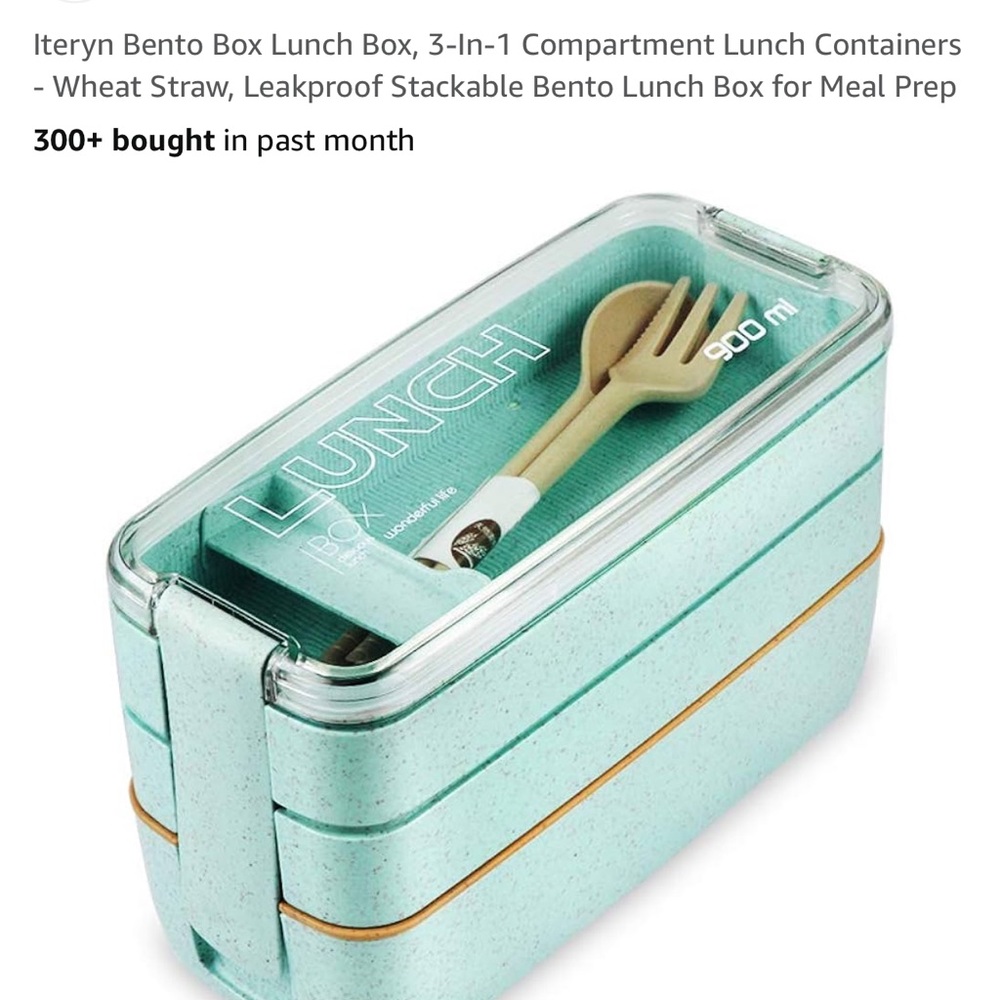 Hanata lunch box. 3 compartments & spoon & fork. NWT - Picture 6 of 6